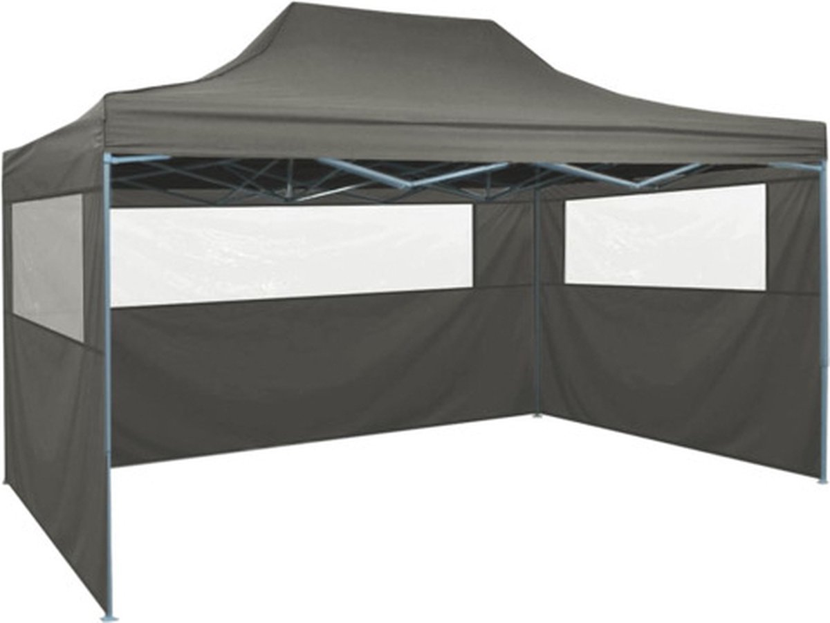 vidaXL Vouwtent met 3 wanden 3x4.5 m antraciet