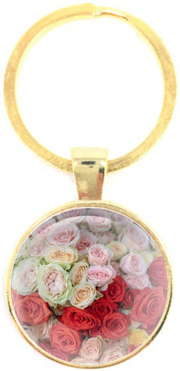 Sleutelhanger Glas - Rozen