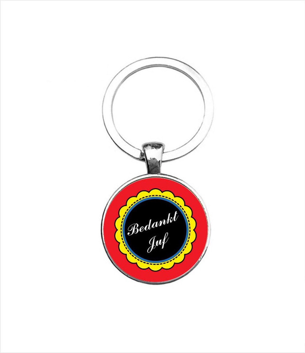 Sleutelhanger Glas -  Bedankt Juf