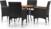 vidaXL - 5-delige - Tuinset - poly - rattan - zwart