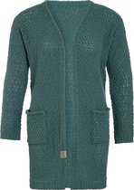 Knit Factory Luna Gebreid Vest Laurel - Gebreide dames cardigan - Middellang vest reikend tot boven de knie - Groen damesvest gemaakt uit 30% wol en 70% acryl - 40/42 - Met steekzakken
