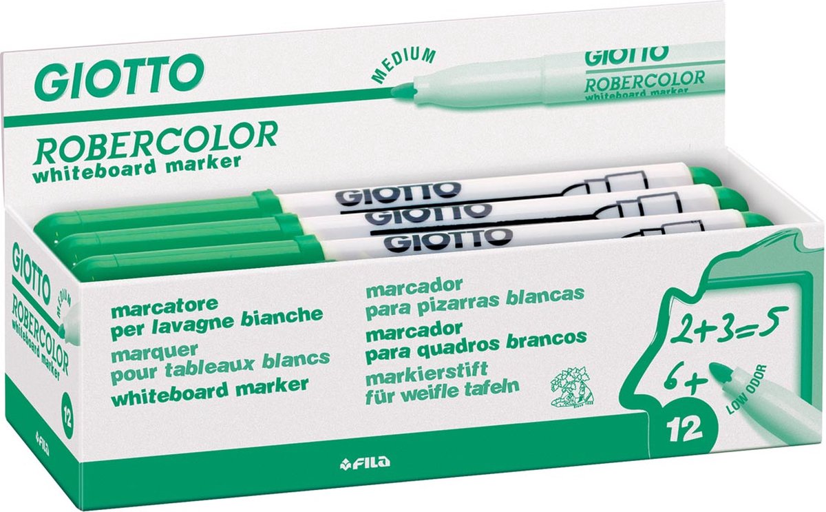 Giotto Robercolor whiteboardmarker, medium, ronde punt, groen 12 stuks