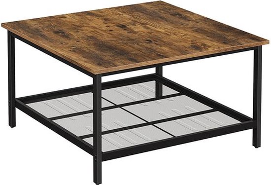 Zwarte Rechthoekige Salontafel - Salontafel Met Ledverlichting En 1 Lade - Open Displayplank Voor Woonkamer