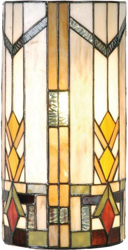 Wandlamp Tiffany 20*11*36 cm  Beige Groen Glas Halfrond Muurlamp Sfeerlamp Tiffany Lamp