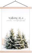 Posterhanger incl. Poster - Schoolplaat - Kerstboom - Sneeuw - Winter - 60x90 cm - Blanke latten