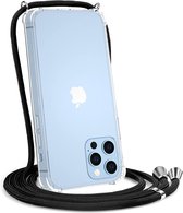 LuxeBass Hoesje geschikt voor Apple iPhone 13 Pro met koord - draagriem - nek - kettinghoesje - Antishock - Transparant
