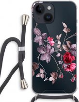 Case Company® - Hoesje met koord geschikt voor iPhone 14 hoesje met Koord - Mooie bloemen - Telefoonhoesje met Zwart Koord - Extra Bescherming aan alle Kanten en Over de Schermrand