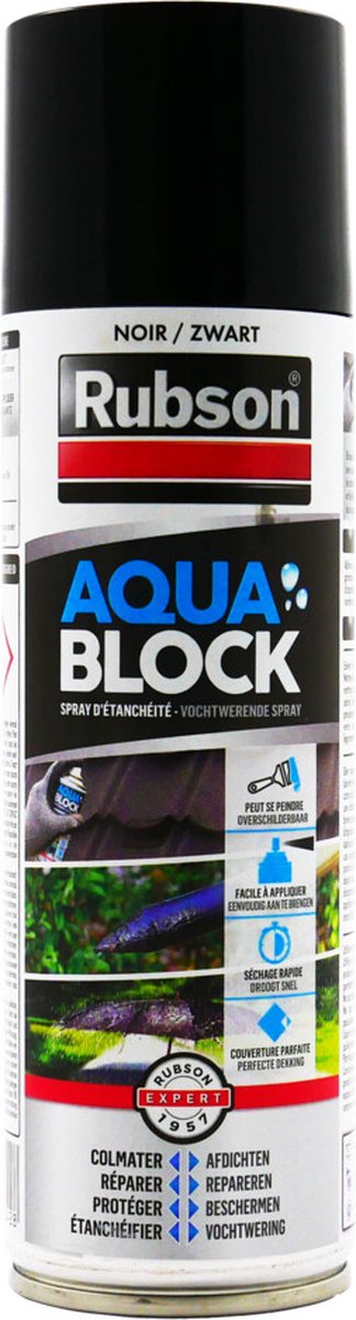 Rubson Aquablock Rubberspray 300 ml - ZWART - Vloeibaar Rubber seal -  Rubber spray -... | bol.com