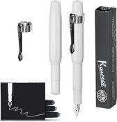 Kaweco - Vulpen (3delig) - Vulpen Sport Skyline Wit Fountain Pen - Medium - Nostalgic Octagonal Clip Chrome -  doosje vullingen