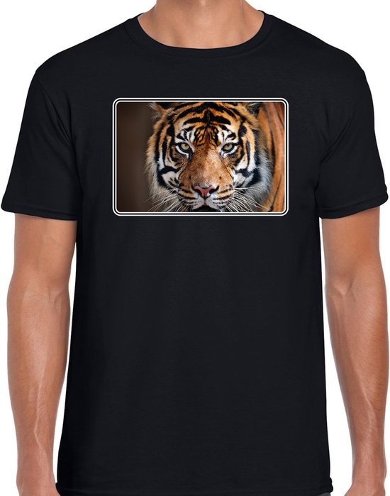 Dieren shirt met tijgers foto - zwart - voor heren - natuur / tijger cadeau t-shirt - kleding S