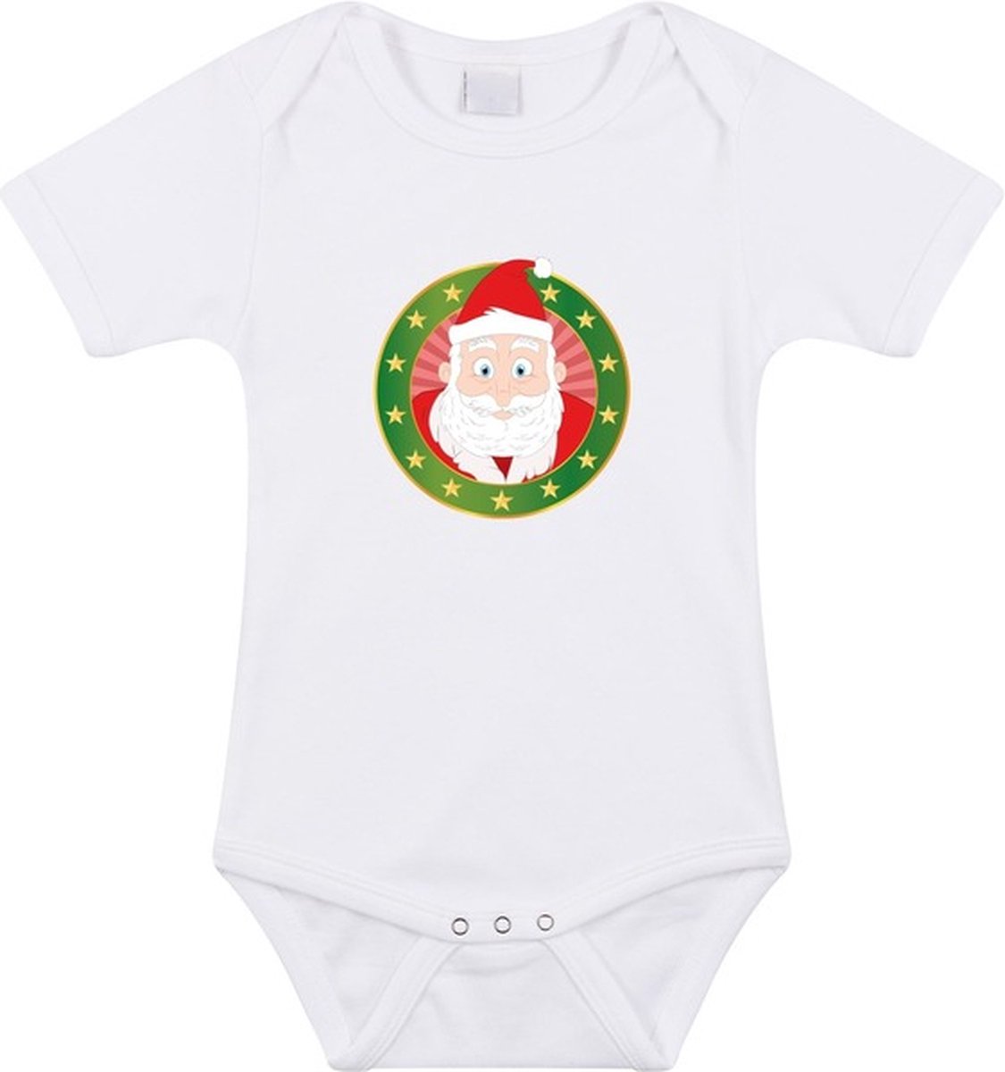 Kerst baby rompertje met kerstman wit jongens en meisjes - Kerstkleding baby 92