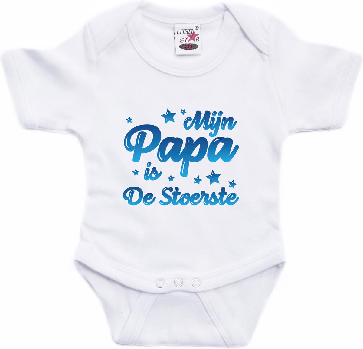 Mijn papa is de stoerste tekst baby rompertje wit jongens en meisjes - Kraamcadeau/ Vaderdag cadeau - Babykleding 80