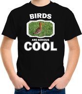 Dieren vogels t-shirt zwart kinderen - birds are serious cool shirt  jongens/ meisjes - cadeau shirt grutto vogel/ vogels liefhebber - kinderkleding / kleding 134/140