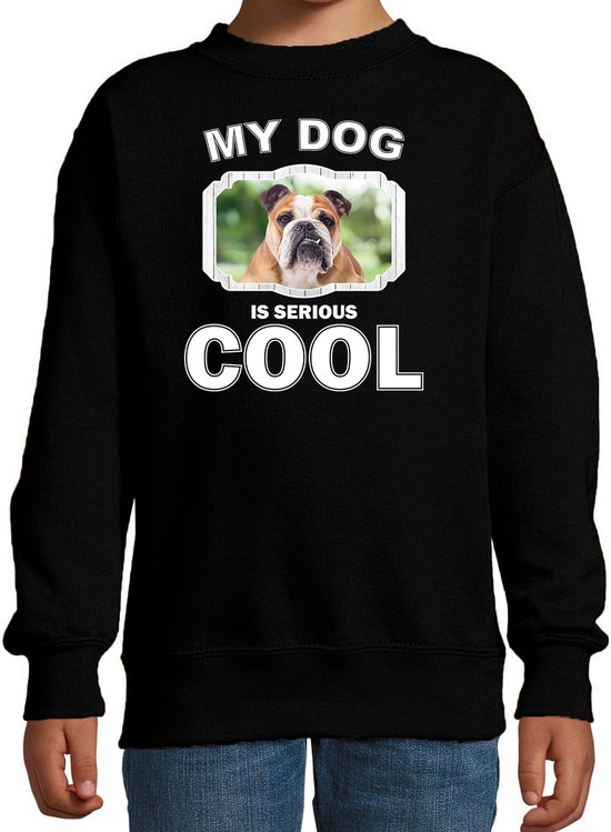 Engelse bulldog honden trui / sweater my dog is serious cool zwart -  kinderen -... | bol.com