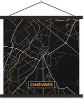 Porte-affiche avec Affiche - Affiche scolaire - Plan de ville - Or - Chièvres - Plan d'étage - Carte - 40x40 cm - Lattes noires