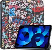 Case2go - Tablet hoes geschikt voor Apple iPad 10 10.9 (2022) - Tri-fold hoes met Auto/Wake functie en Magnetische sluiting - Graffiti