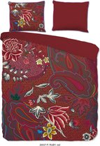 Housse de couette 240x220 Happiness coton-percale n°20037 rouge