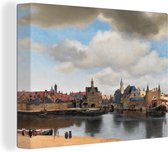 Canvas - Schilderij Vermeer - Gezicht op Delft - Stad - Oude meesters - Kunst - 120x90 cm - Kamer decoratie - Slaapkamer