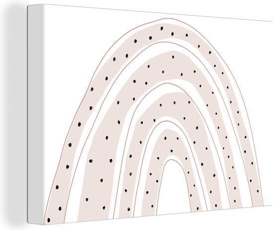 Canvas Schilderij Regenboog - Stippen - Pastel - 30x20 cm - Wanddecoratie