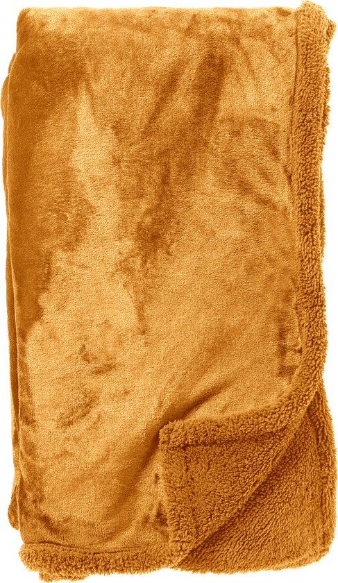 Dutch Decor - STANLEY - Plaid 150x200 cm - fleece deken met teddy en fleece - Golden Glow - geel