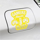 Bumpersticker - Gamers Never Sleep - 12,4 X 11,4 - Geel