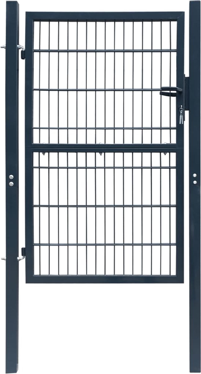 Decoways - Poort dubbelstaafmat (enkel) 106x130 cm antracietgrijs