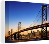 Tableau sur Toile Pont - San Francisco - Skyline - 80x60 cm - Décoration murale