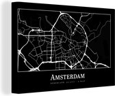 Canvas Schilderij Kaart - Stadskaart - Plattegrond - Amsterdam - 60x40 cm - Wanddecoratie