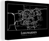 Canvas Schilderij Stadskaart - Leeuwarden - Kaart - Plattegrond - 120x80 cm - Wanddecoratie