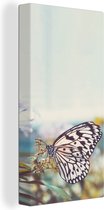 Tableau Toile Papillon - Fleurs - Printemps - 20x40 cm - Décoration murale