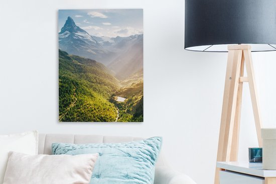 Tableau sur toile Montagnes - Plantes - Paysage - 30x40 cm - Décoration murale