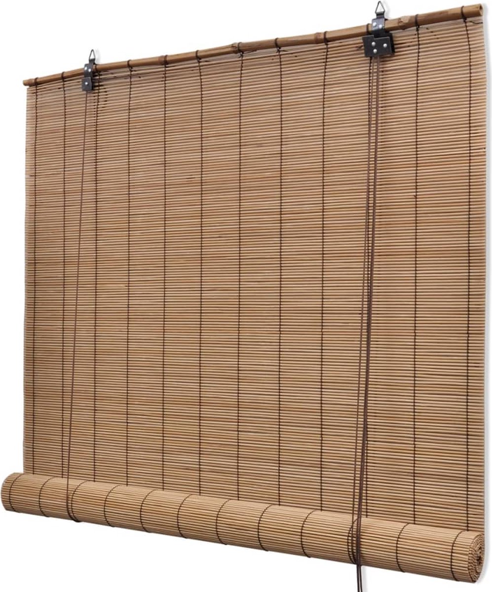 Decoways - Rolgordijn 120x220 cm bamboe bruin