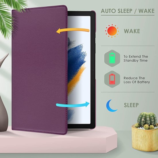 Coque Samsung Galaxy Tab A8 – Coque Samsung Tab A8 – Coque Galaxy Tab A8 – Coque Samsung Galaxy Tab A8 2022 – Étui rotatif pour tablette – Violet