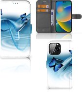 GSM Hoesje iPhone 14 Pro Max Telefoonhoesje Portemonnee Vlinders