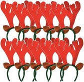10x Rendier diadeem met oren - Diademen/Haarbanden - Kerst verkleed accessoires