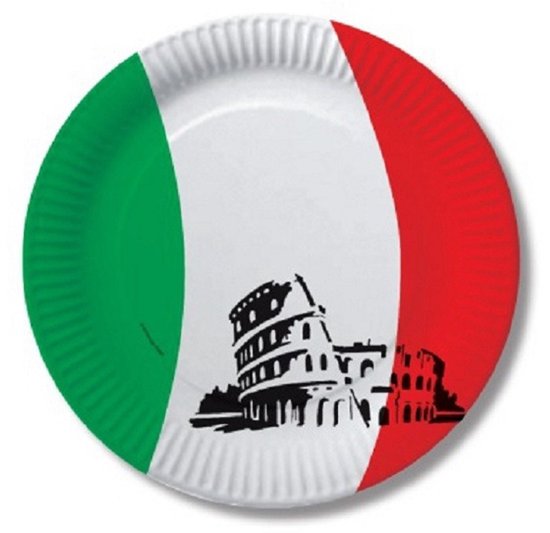 40x assiettes à thème drapeau italien de 23 cm - Fournitures / décoration de fête à thème Italie