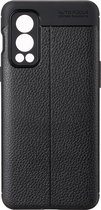 Shop4 - OnePlus Nord 2 5G Hoesje - Zachte Back Case TPU Siliconen Leer Zwart