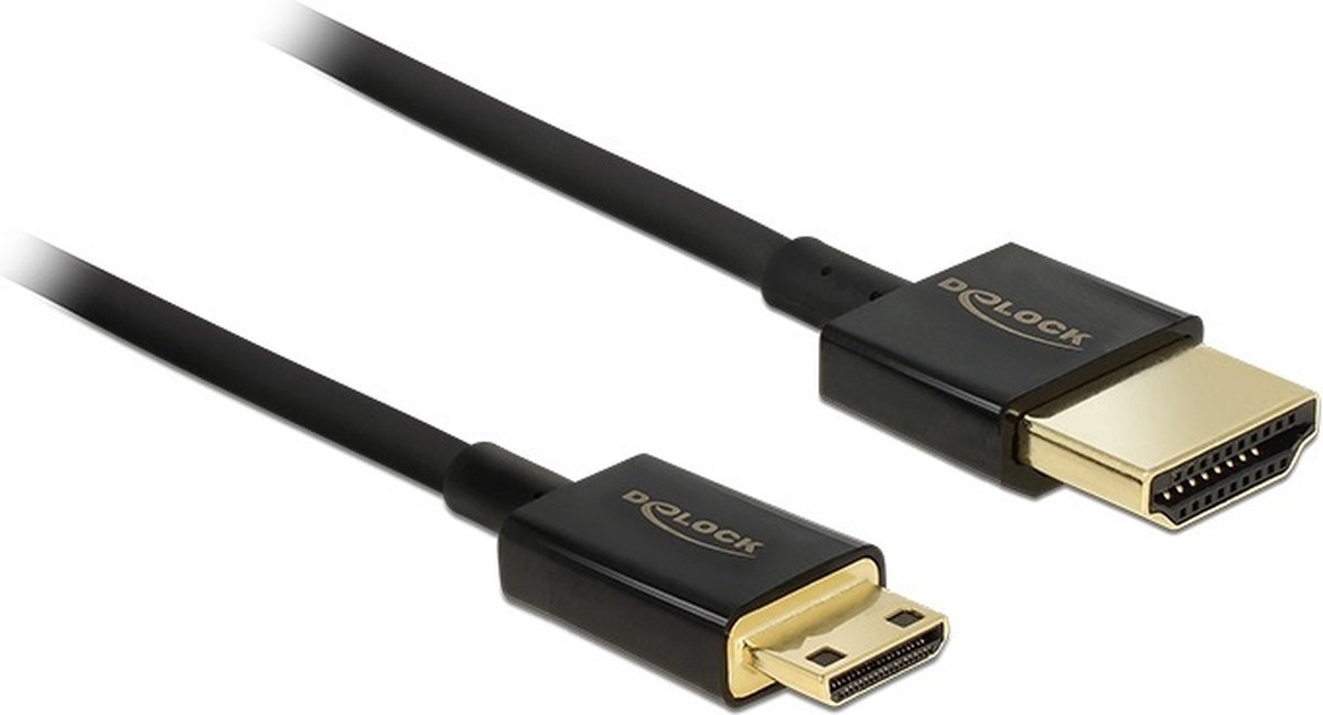 Dunne Premium Mini HDMI - HDMI kabel - versie 2.0 (4K 60Hz) / zwart - 0,50 meter