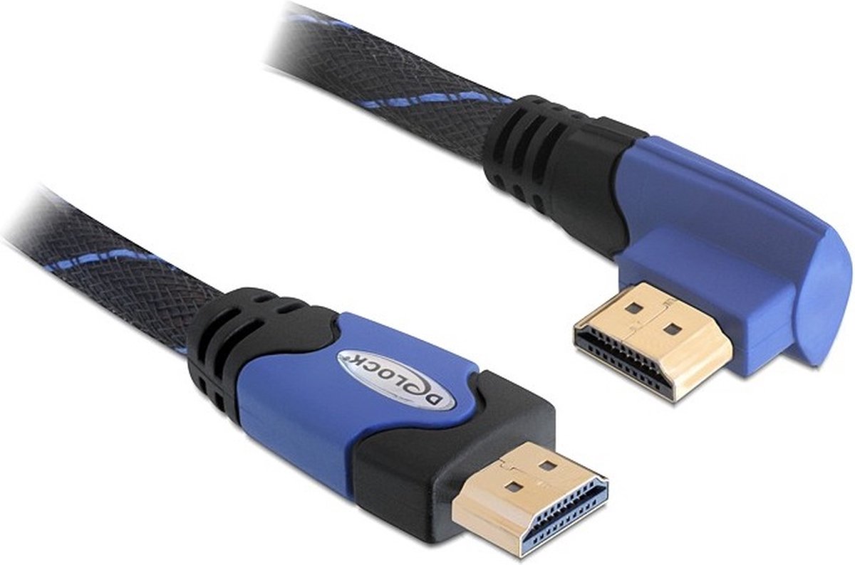 Delock 82956 Kabel High Speed HDMI met Ethernet - HDMI A male > HDMI A male haaks 4K 2 m