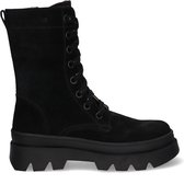 Braqeez 422723-589 Meisjes Veterboots - Zwart - Suède - Veters