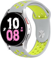 Siliconen Smartwatch bandje - Geschikt voor  Samsung Galaxy Watch 5 - 44mm sport band - grijs/geel - Strap-it Horlogeband / Polsband / Armband