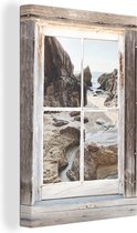Toile Peinture Transparente - Bois - Plage - 60x90 cm - Décoration murale