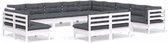 vidaXL - 13-delige - Loungeset - met - kussens - massief - grenenhout - wit