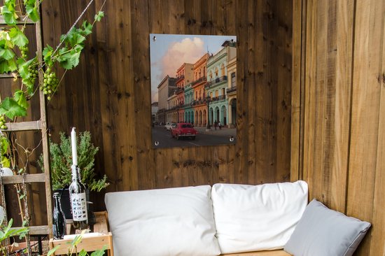 Affiche de jardin de voitures anciennes pour les bâtiments colorés de Cuba 60x80 cm - Toile de jardin / Toile d'extérieur / Peintures pour l'extérieur (décoration de jardin)