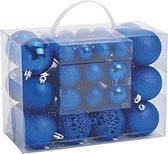 Kerstballen - 50 stuks - blauw - kunststof - glans-mat-glitter - 3-4-6 cm