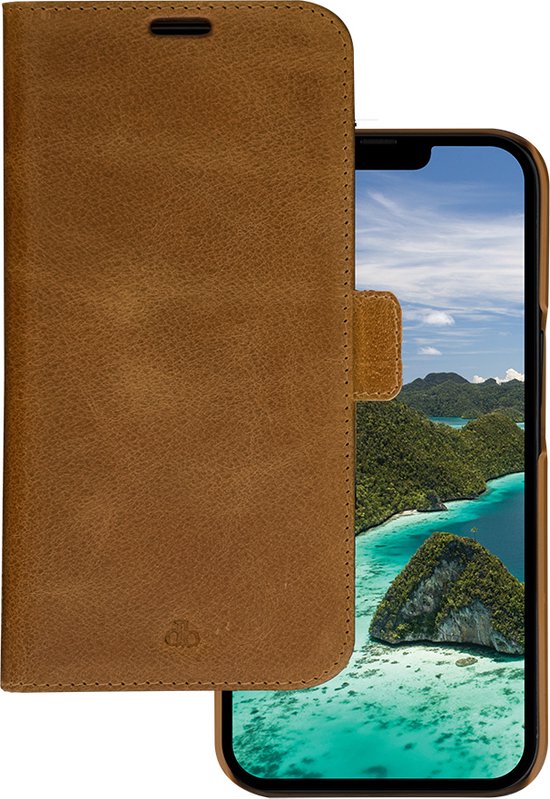 iPhone 14 Bookcase hoesje - dbramante1928 - Effen Cognac - Leer