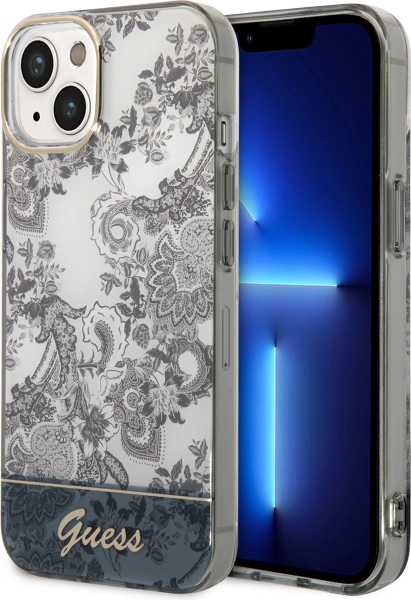 Guess hoesje voor iPhone 14 Plus - Backcover - Porselein Collectie - Grijs