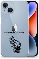 Telefoonhoesje Geschikt voor iPhone 14 Back Cover Siliconen Hoesje Transparant Gun Don't Touch My Phone