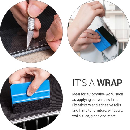 kwmobile raamfolie rakel met vilt - Set van 2 rakels, mesje en 4 ...