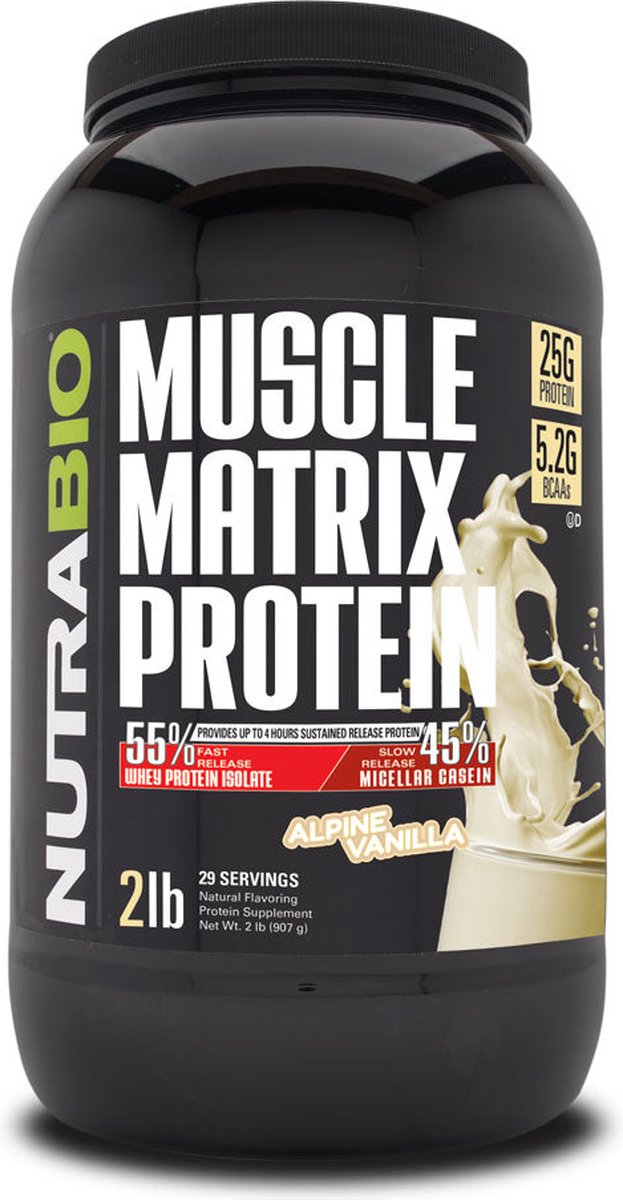 Nutrabio Muscle Matrix - Eiwit Poeder - 900 gram Alpine Vanilla